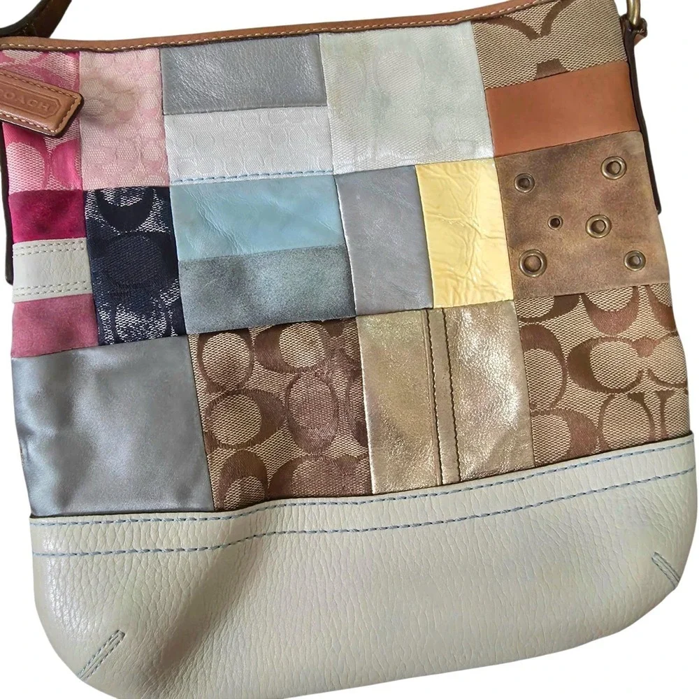 Coach Y2K Patchwork Hobo Bag Medium Colorful Leather Suede Signature Logo 10018